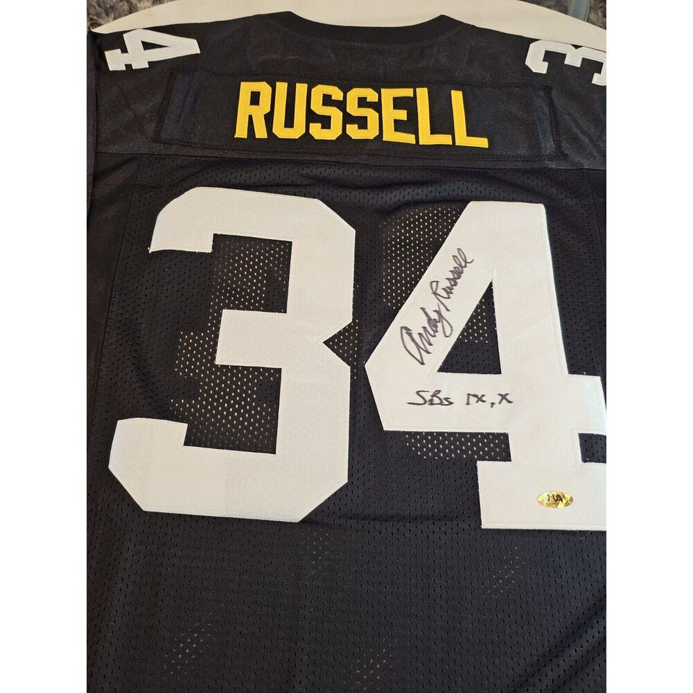 Andy Russell Autographed/Signed Jersey Black Custom Jersey